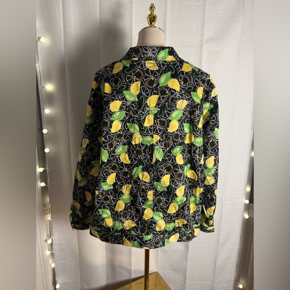 Laura Ashley Lemon and Leaf Print Shirt Jacket - Picture 2 of 7
